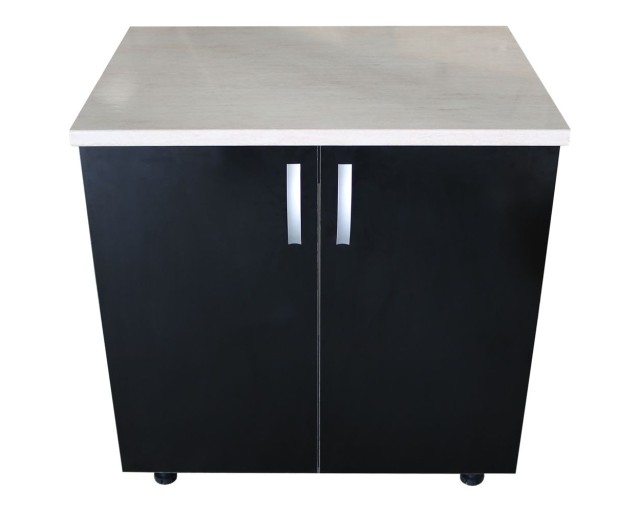Masca pentru chiuveta cu 2 usi 80 cm Zebra, wenge/Negru lucios, cu blat Travertin, 80 x 85 x 60 cm
